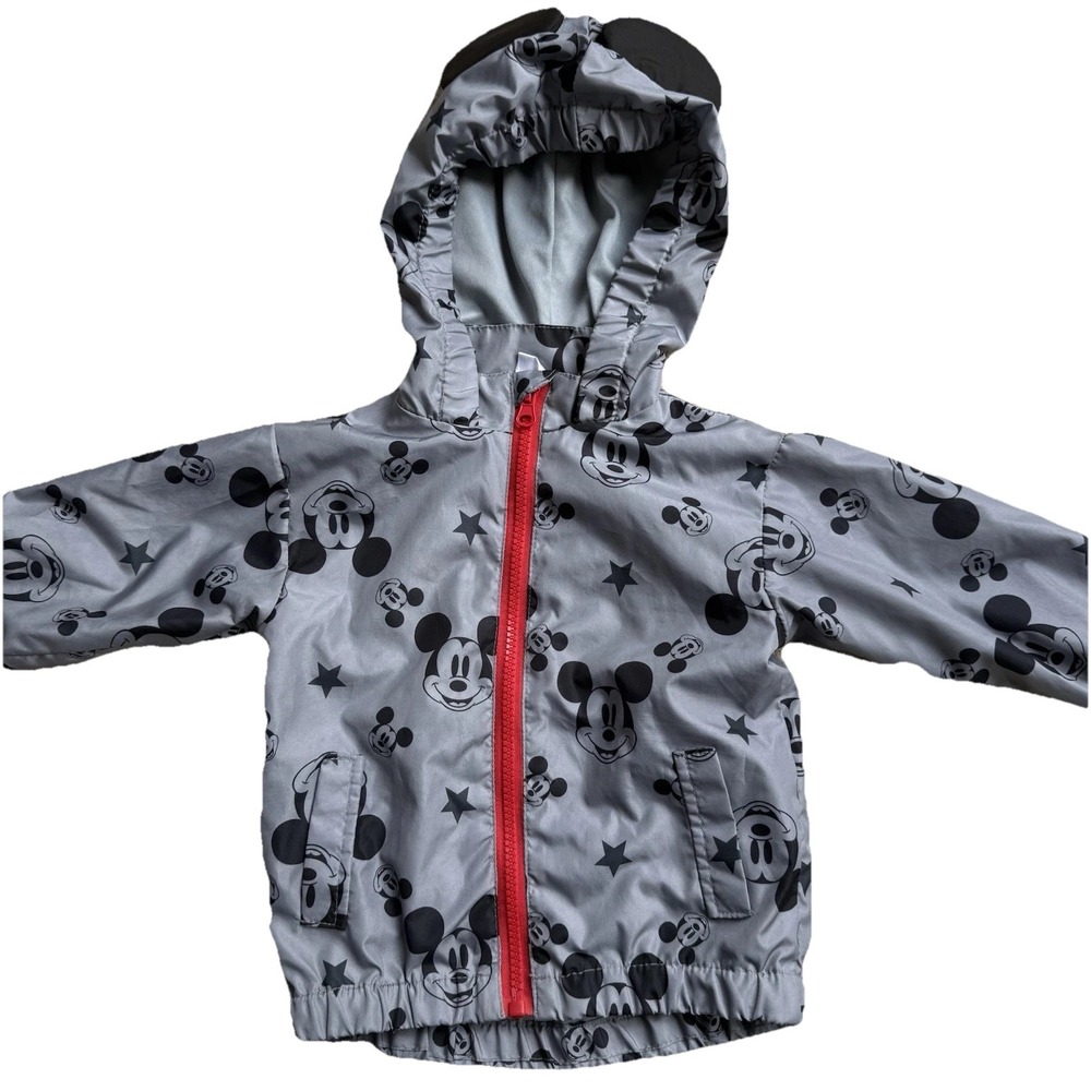 Disney Junior Mickey Mouse Jacket Windbreaker With Mickey Ears Size‎ 12 Months